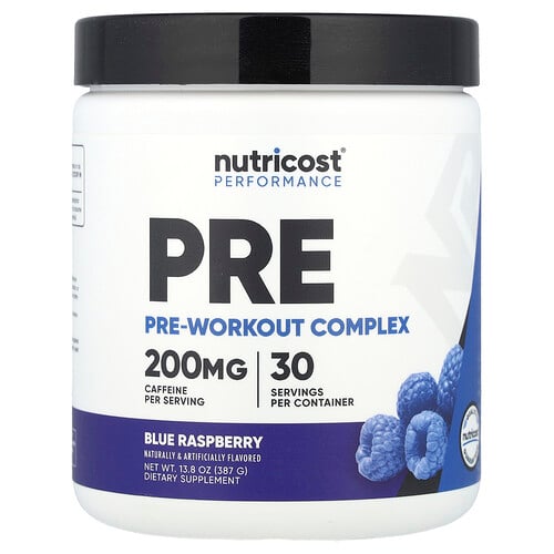 Nutricost, Performance, Pre-Workout Complex, Blå Hallon, 387 g Nutricost, Performance, Pre-Workout Complex, Blå Hallon, 387 g