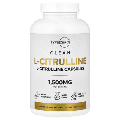 TypeZero, Ren, L-citrullin, 180 kapslar (750 mg per kapsel)