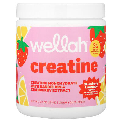 Wellah, Kreatin, jordgubbslemonad, 275 g